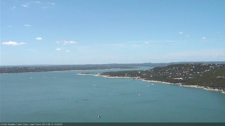 Lake Travis webcam, August 12, 2017 1:40 PM CT