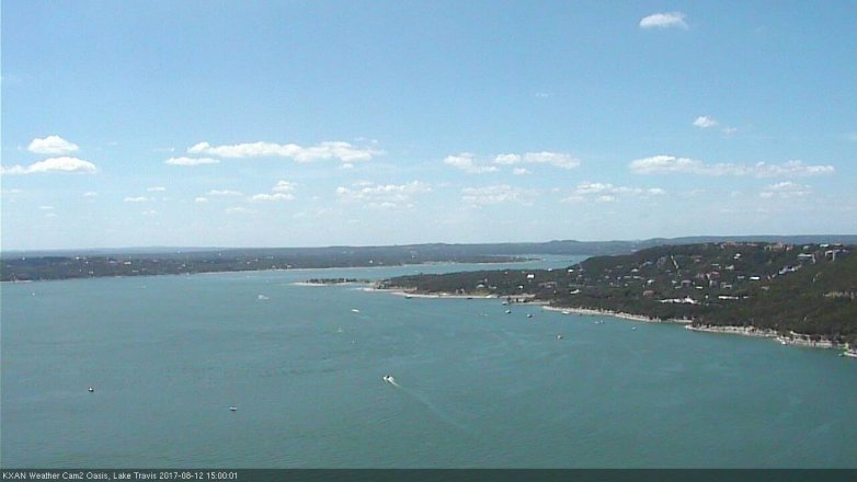 Lake Travis webcam, August 12, 2017 2:20 PM CT