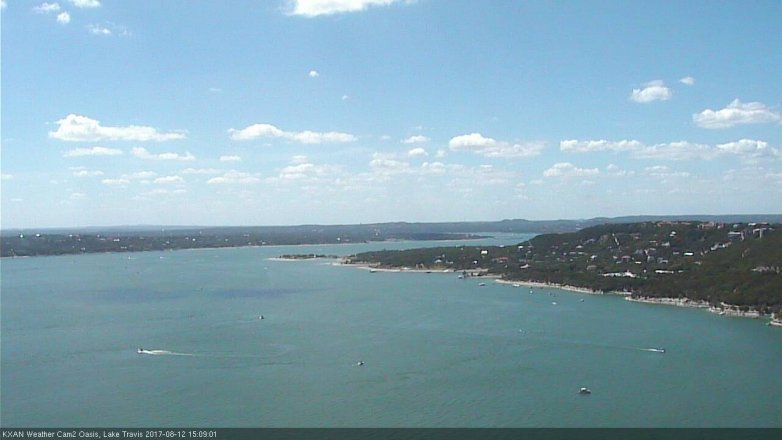 Lake Travis webcam, August 12, 2017 2:25 PM CT
