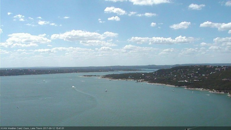 Lake Travis webcam, August 12, 2017 2:45 PM CT
