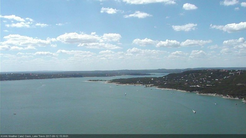 Lake Travis webcam, August 12, 2017 2:55 PM CT