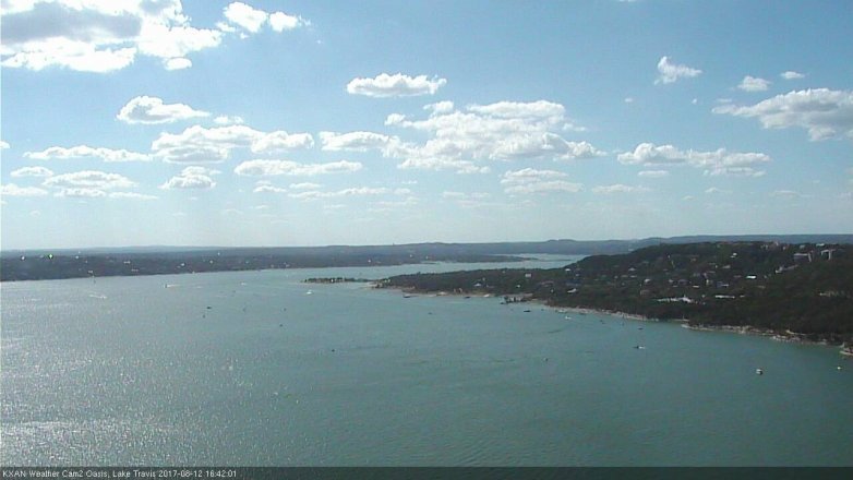 Lake Travis webcam, August 12, 2017 4:05 PM CT