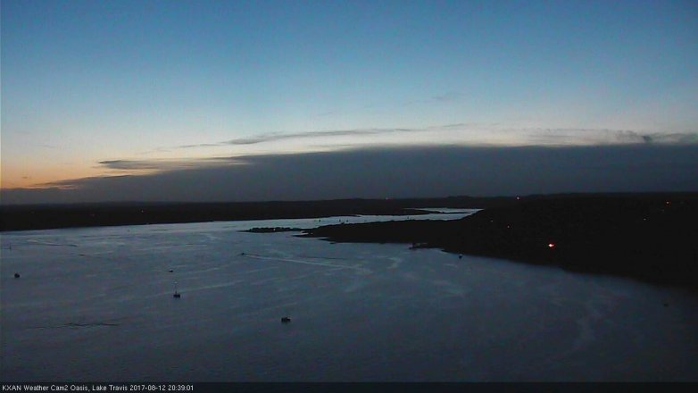 Lake Travis webcam, August 12, 2017 8:00 PM CT