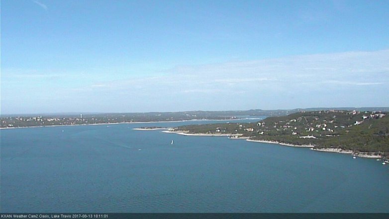 Lake Travis webcam, August 13, 2017 9:25 AM CT