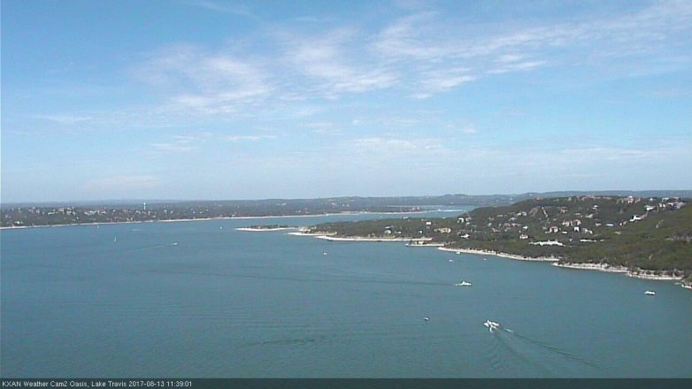 Lake Travis webcam, August 13, 2017 10:55 AM CT