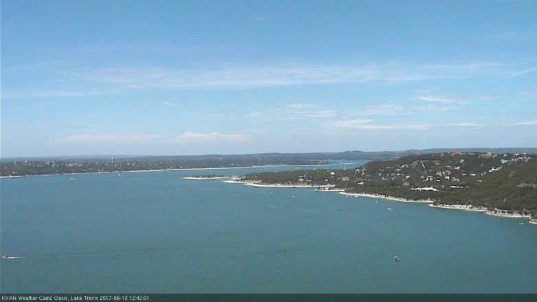 Lake Travis webcam, August 13, 2017 12:05 PM CT