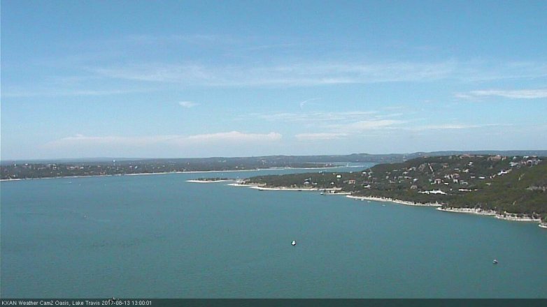 Lake Travis webcam, August 13, 2017 12:15 PM CT