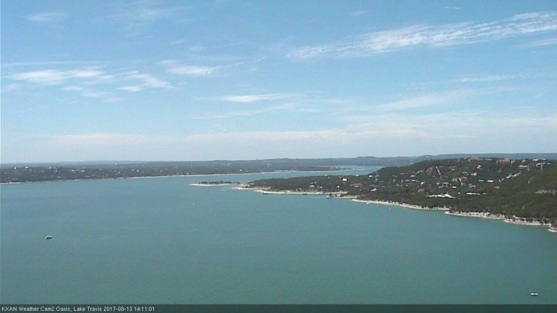 Lake Travis webcam, August 13, 2017 1:20 PM CT