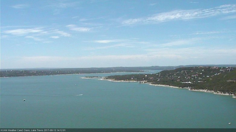 Lake Travis webcam, August 13, 2017 1:25 PM CT