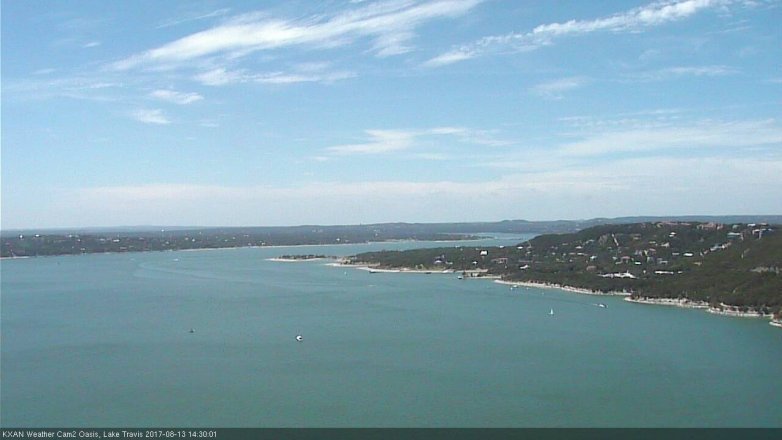 Lake Travis webcam, August 13, 2017 1:45 PM CT