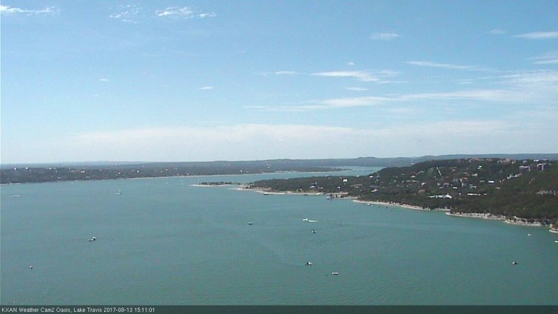 Lake Travis webcam, August 13, 2017 2:25 PM CT