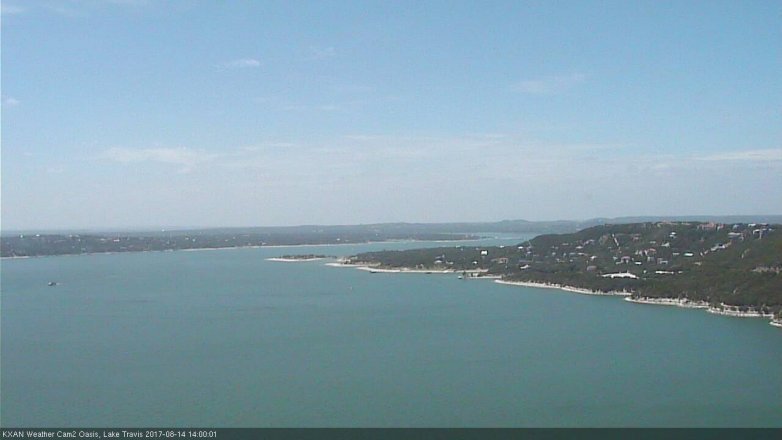 Lake Travis webcam, August 14, 2017 1:25 PM CT