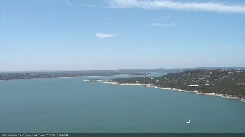 Lake Travis webcam, August 15, 2017 1:05 PM CT