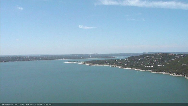 Lake Travis webcam, August 15, 2017 1:35 PM CT