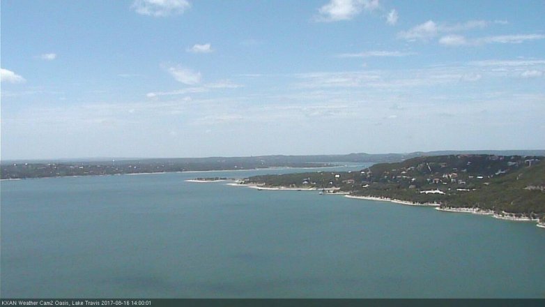 Lake Travis webcam, August 16, 2017 1:15 PM CT