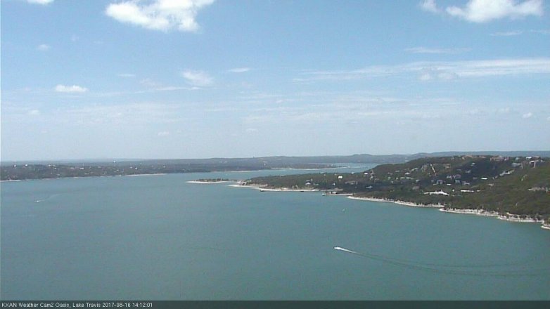 Lake Travis webcam, August 16, 2017 1:25 PM CT