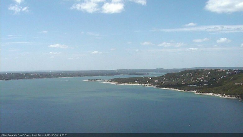 Lake Travis webcam, August 16, 2017 1:35 PM CT