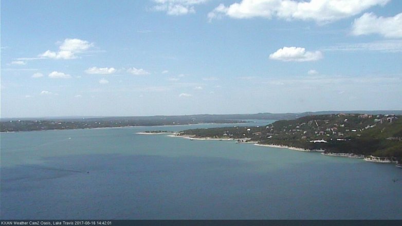 Lake Travis webcam, August 16, 2017 1:45 PM CT