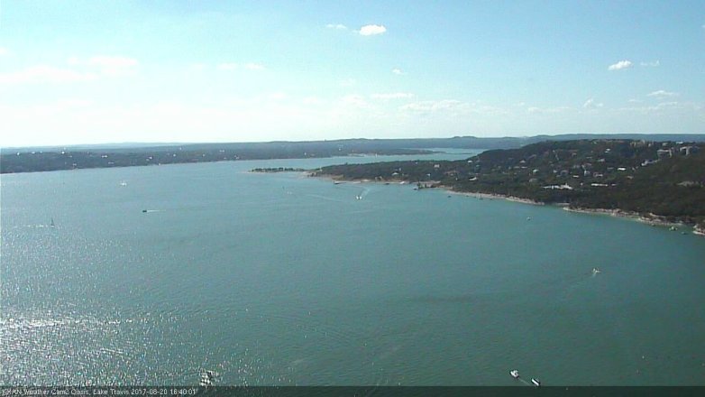 Lake Travis webcam, August 20, 2017 4:05 PM CT