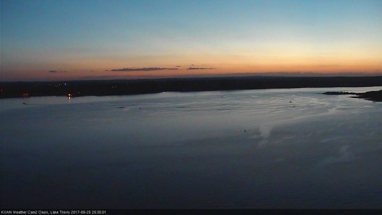 Lake Travis webcam, August 20, 2017 7:45 PM CT