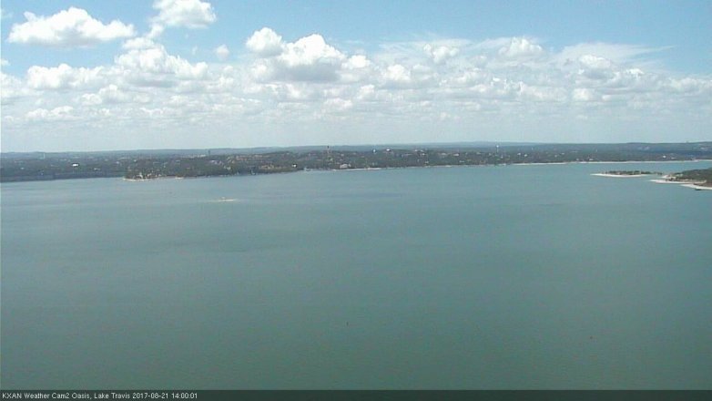 Lake Travis webcam, August 21, 2017 1:15 PM CT
