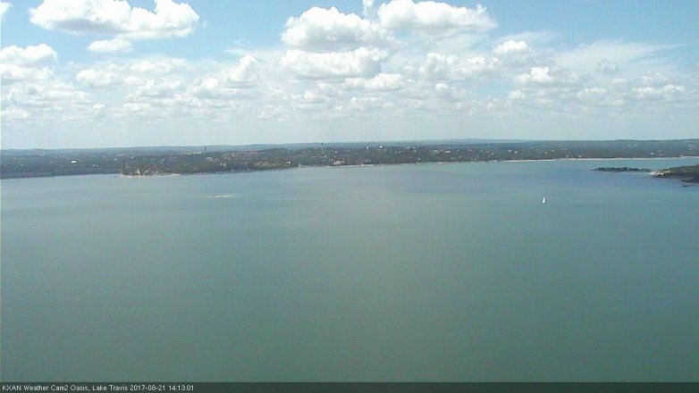 Lake Travis webcam, August 21, 2017 1:35 PM CT