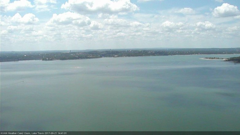 Lake Travis webcam, August 21, 2017 1:55 PM CT