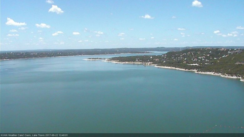 Lake Travis webcam, August 22, 2017 1:10 PM CT