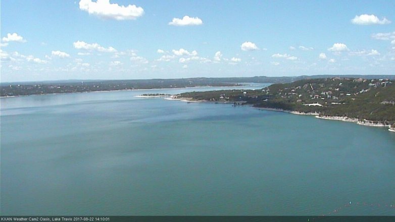 Lake Travis webcam, August 22, 2017 1:15 PM CT