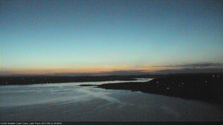 Lake Travis webcam, August 22, 2017 8:00 PM CT