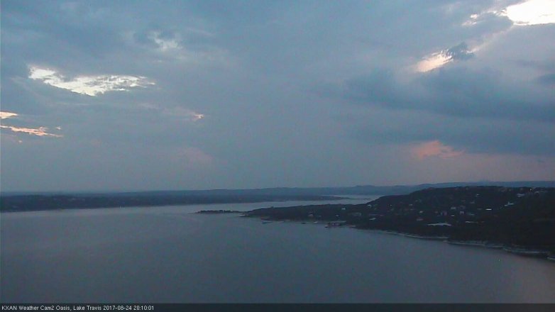 Lake Travis webcam, August 24, 2017 7:15 PM CT