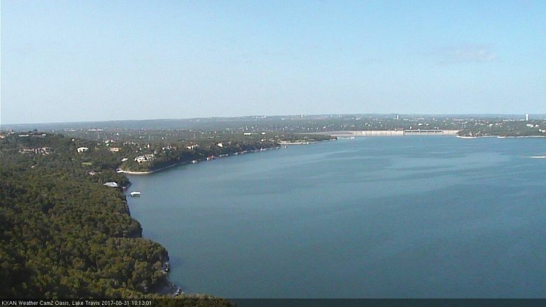 Lake Travis webcam, August 31, 2017 9:40 AM CT