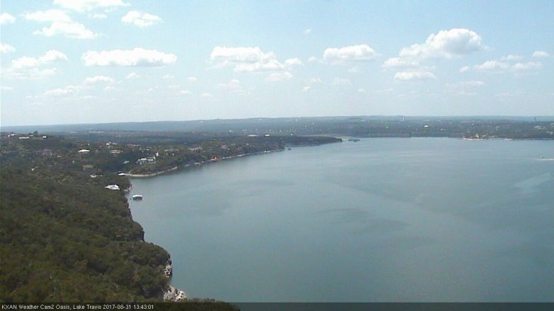 Lake Travis webcam, August 31, 2017 1:10 PM CT