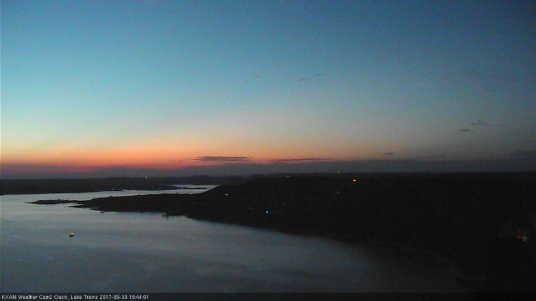 Lake Travis webcam, September 30, 2017 6:55 PM CT