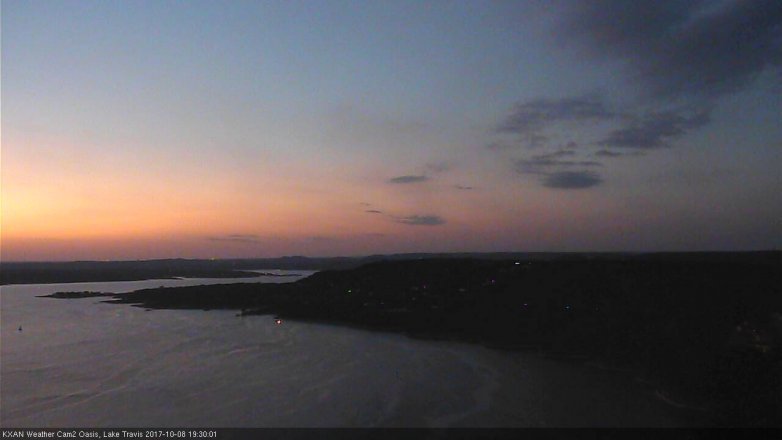 Lake Travis webcam, October 8, 2017 6:55 PM CT