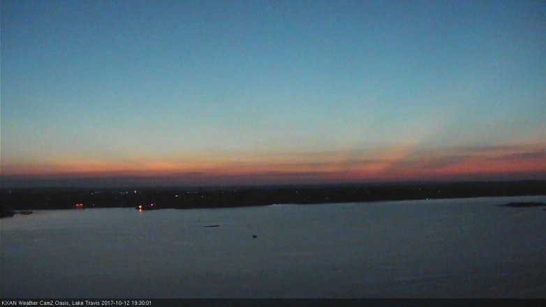 Lake Travis webcam, October 12, 2017 6:55 PM CT