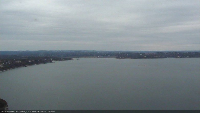 Lake Travis webcam, January 1, 2018 1:10 PM CT
