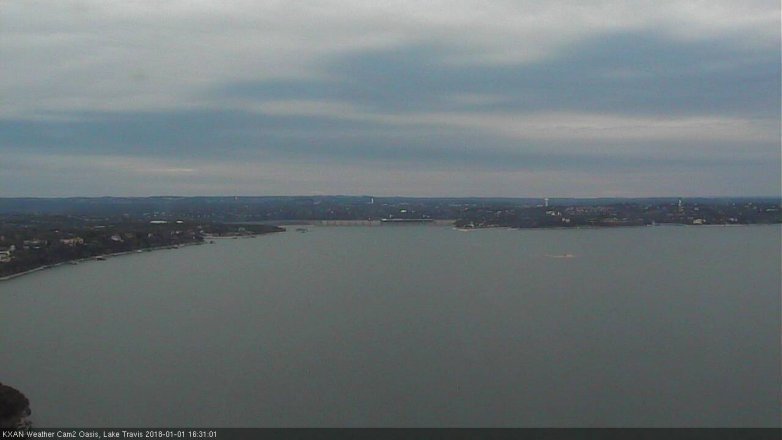 Lake Travis webcam, January 1, 2018 4:00 PM CT