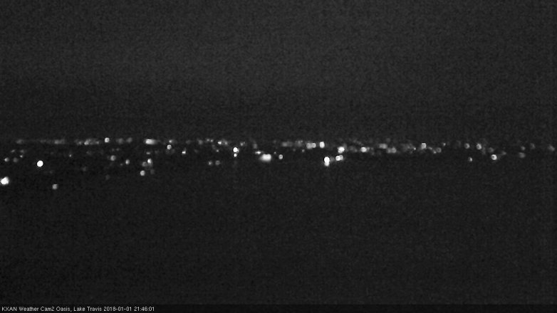 Lake Travis webcam, January 1, 2018 9:15 PM CT