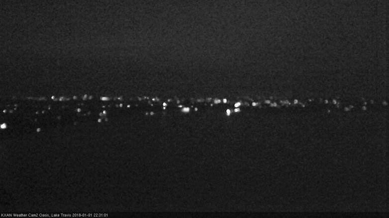 Lake Travis webcam, January 1, 2018 9:40 PM CT