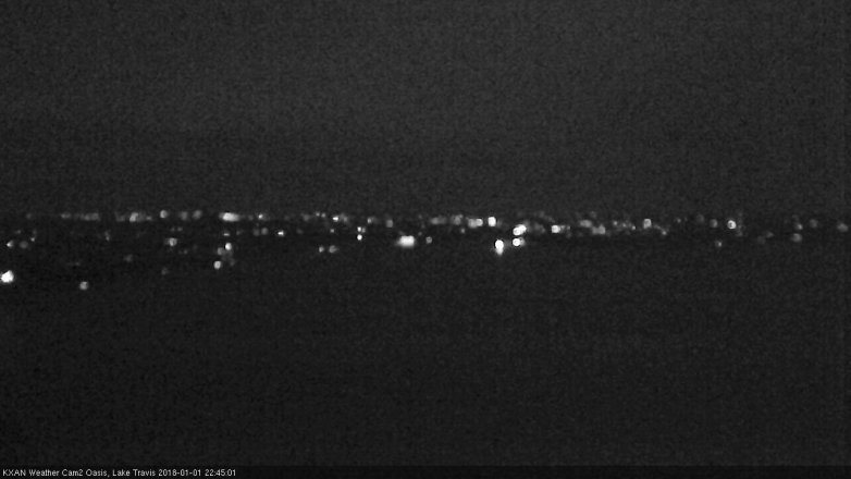 Lake Travis webcam, January 1, 2018 9:55 PM CT