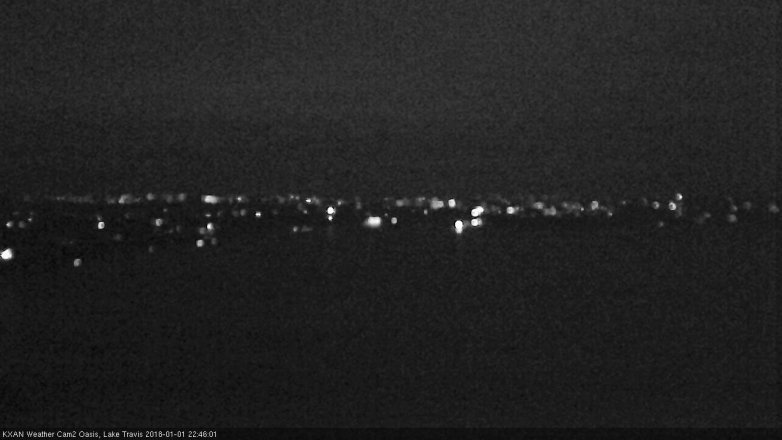Lake Travis webcam, January 1, 2018 10:05 PM CT