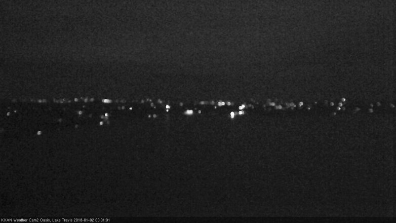 Lake Travis webcam, January 1, 2018 11:05 PM CT