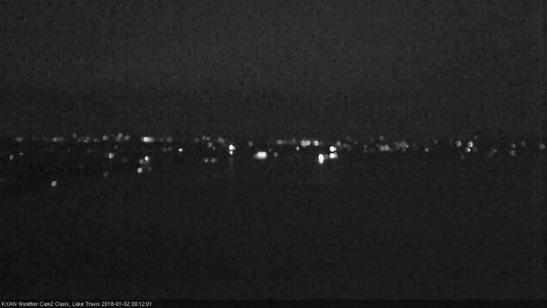 Lake Travis webcam, January 1, 2018 11:25 PM CT