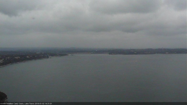 Lake Travis webcam, January 2, 2018 1:50 PM CT