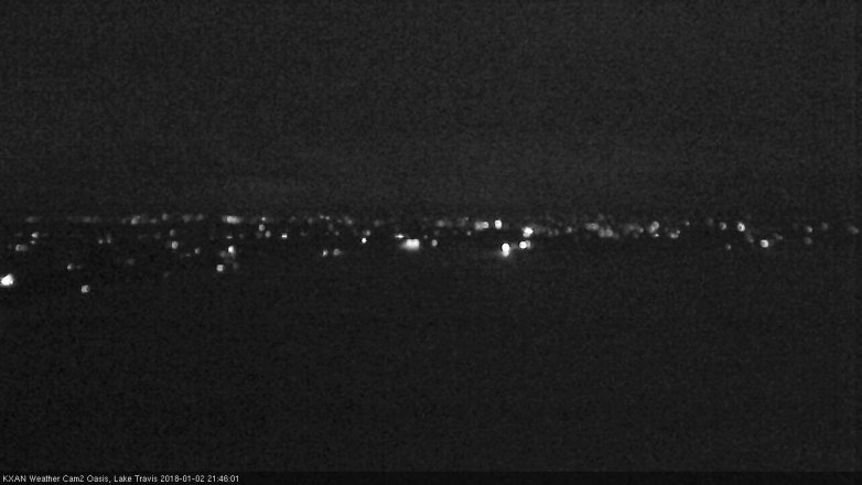 Lake Travis webcam, January 2, 2018 9:15 PM CT
