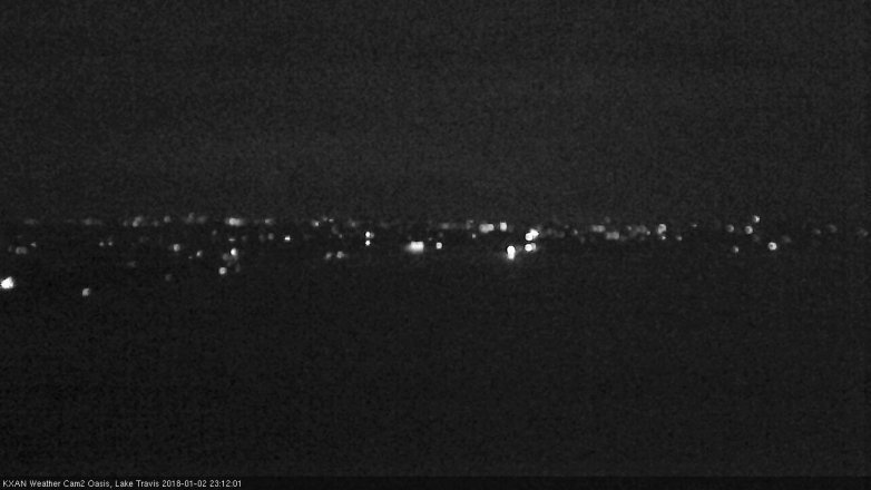 Lake Travis webcam, January 2, 2018 10:40 PM CT