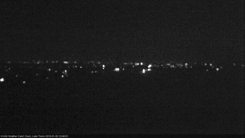 Lake Travis webcam, January 2, 2018 11:10 PM CT