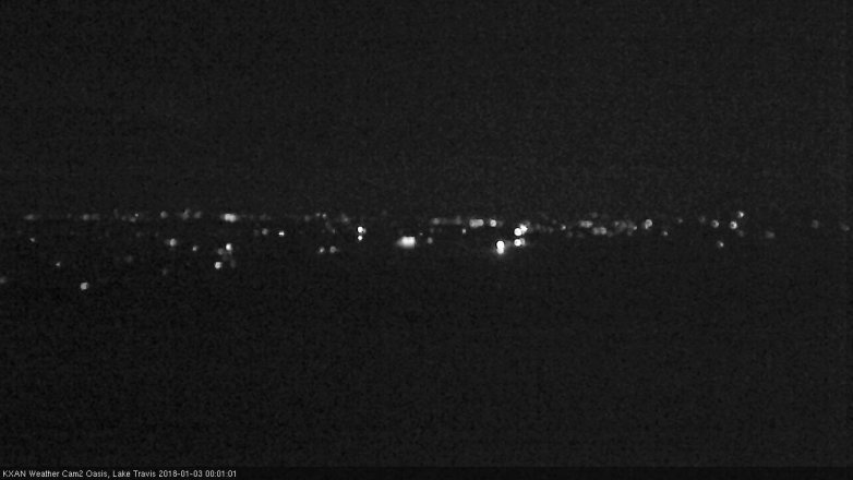 Lake Travis webcam, January 2, 2018 11:30 PM CT