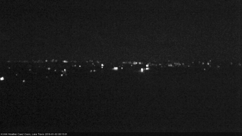 Lake Travis webcam, January 2, 2018 11:35 PM CT